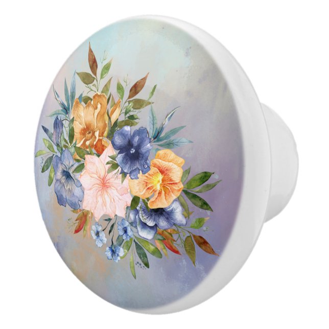 Lovely Pink Soft Pastel Flowers Drawer Ceramic Knob (Right)