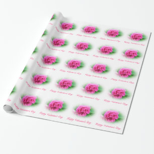 Lovely pink wild rose flower happy Valentine's Day Wrapping Paper