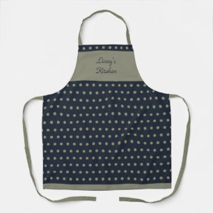 Lovely Polka Dot Dusty Sage and Black Apron