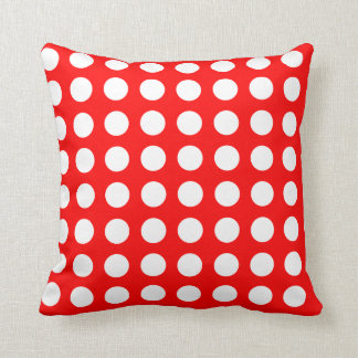 Lovely polka dots white on red square pillow