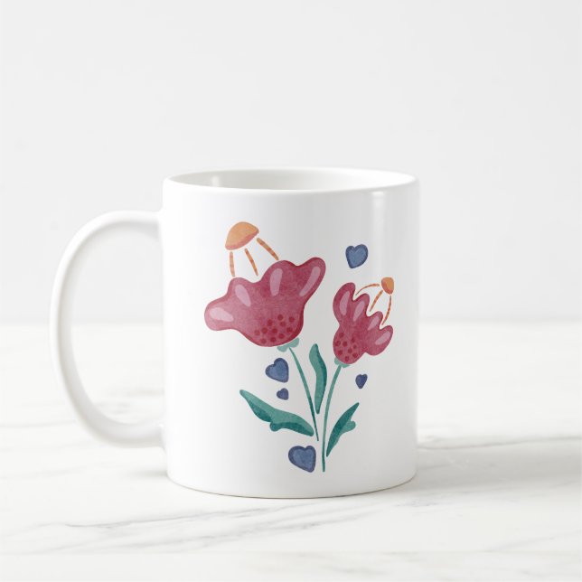 Lovely Psychedelic Flowers Coffee Mug (Left)