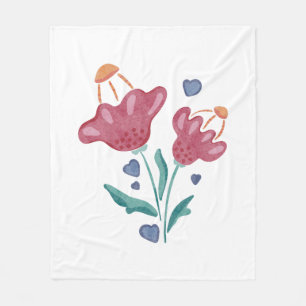 Lovely Psychedelic Flowers Fleece Blanket