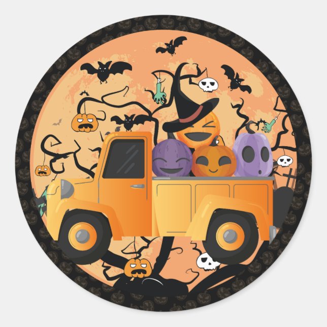 Lovely Pumpkin Halloween Classic Round Sticker (Front)