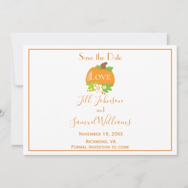 Lovely Pumpkin Save The Date (Front)