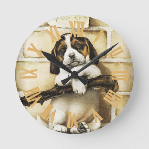 Lovely Puppy Round Clock