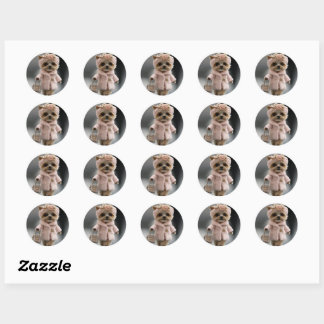 Lovely puppy round stickers