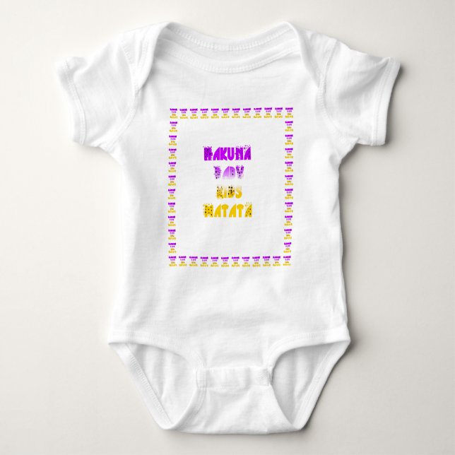 Lovely Purple and Yellow Hakuna Matata Baby Kids G Baby Bodysuit (Front)