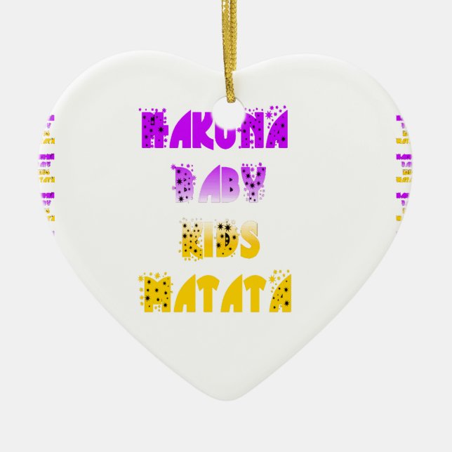 Lovely Purple and Yellow Hakuna Matata Baby Kids G Ceramic Ornament (Front)