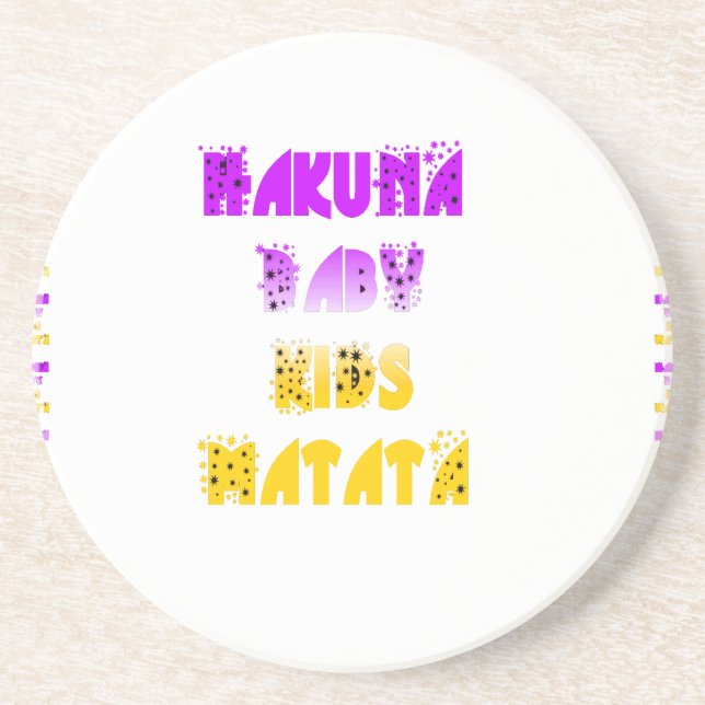 Lovely Purple and Yellow Hakuna Matata Baby Kids G Coaster (Front)