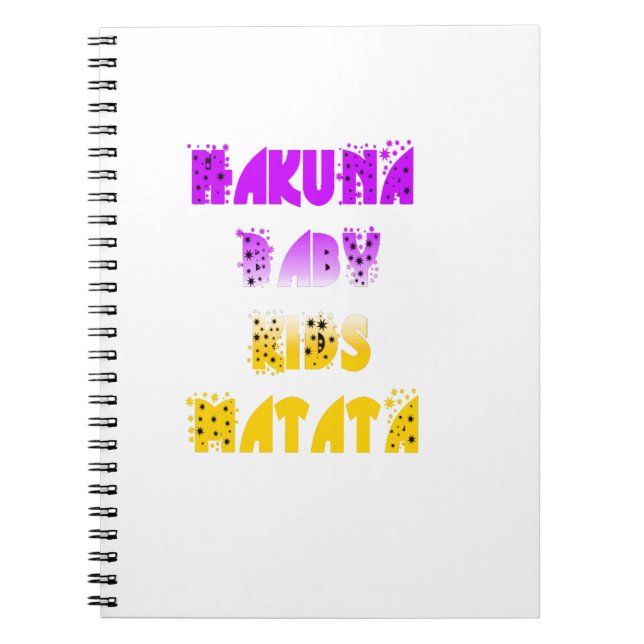 Lovely Purple and Yellow Hakuna Matata Baby Kids G Notebook (Front)