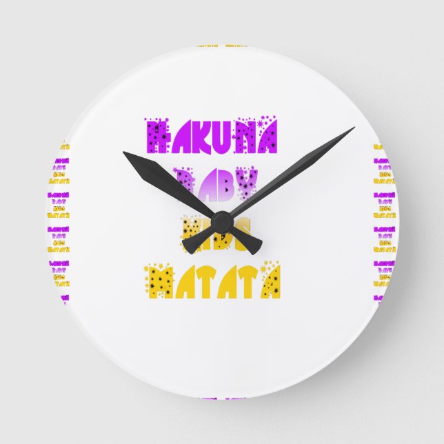 Lovely Purple and Yellow Hakuna Matata Baby Kids G Round Clock (Front)