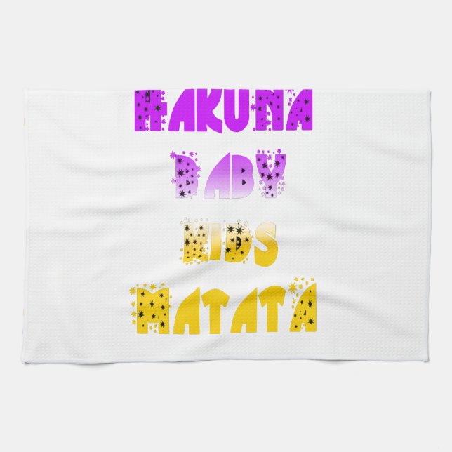 Lovely Purple and Yellow Hakuna Matata Baby Kids G Tea Towel (Horizontal)