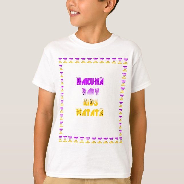 Lovely Purple and Yellow Hakuna Matata Baby Kids  T-Shirt (Front)