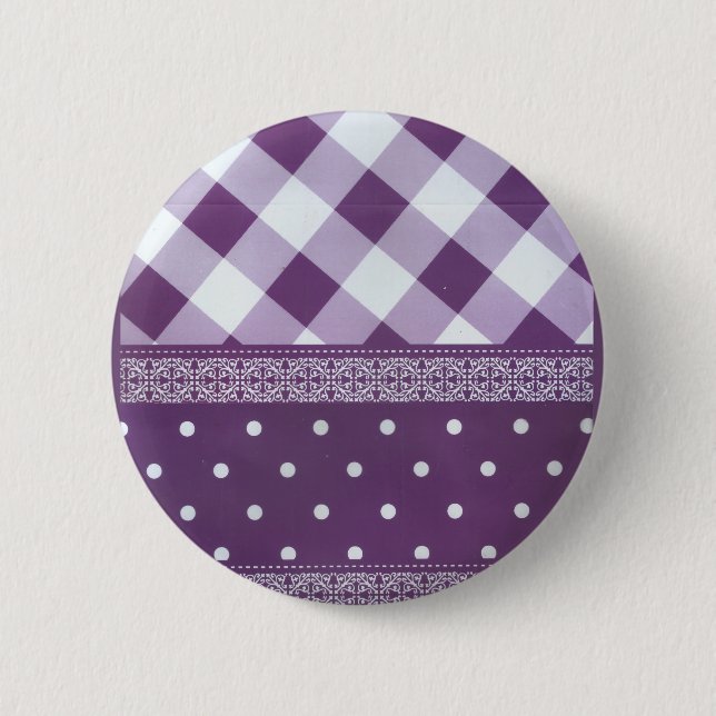 Lovely Purple checkered Damask Seamless Pattern 6 Cm Round Badge (Front)