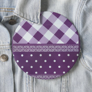 Lovely Purple checkered Damask Seamless Pattern 6 Cm Round Badge