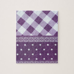 Lovely Purple chequered Damask Seamless Pattern Jigsaw Puzzle