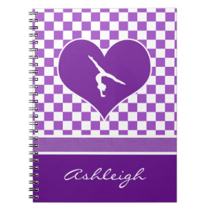 Lovely Purple Chequered Gymnastics with Monogram Notebook