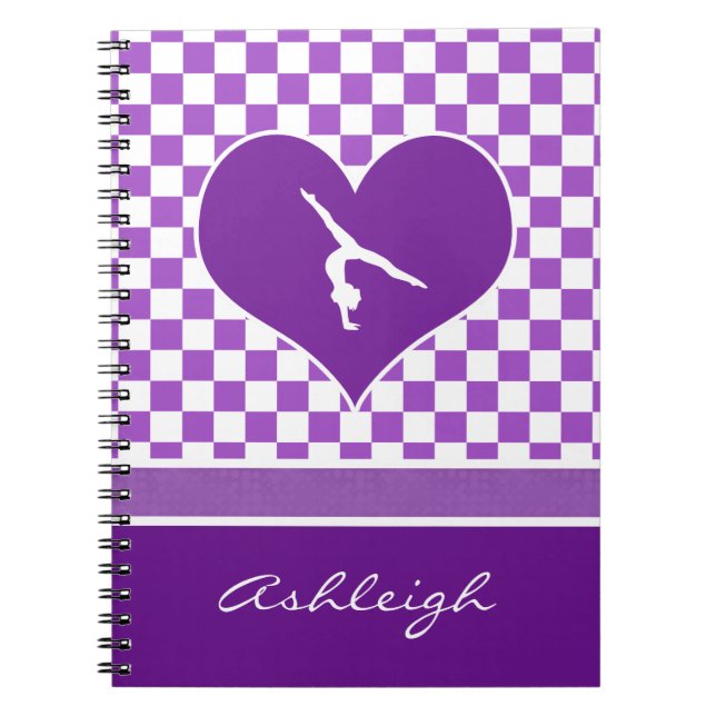 Lovely Purple Chequered Gymnastics with Monogram Notebook (Front)