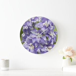 Lovely Purple Delphinium Floral Large Clock