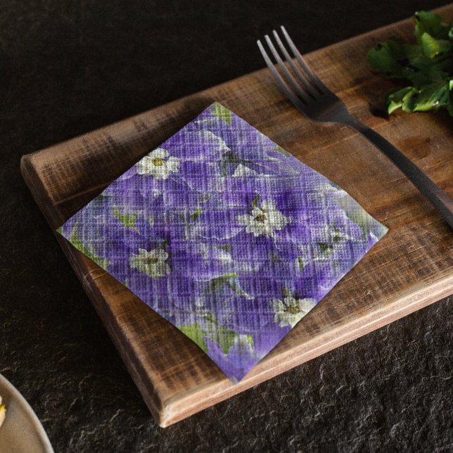 Lovely Purple Delphinium Floral Napkin (In Situ Table)