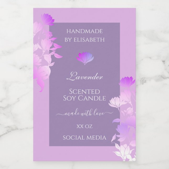 Lovely Purple Floral Product Packaging Labels & (Single Label)