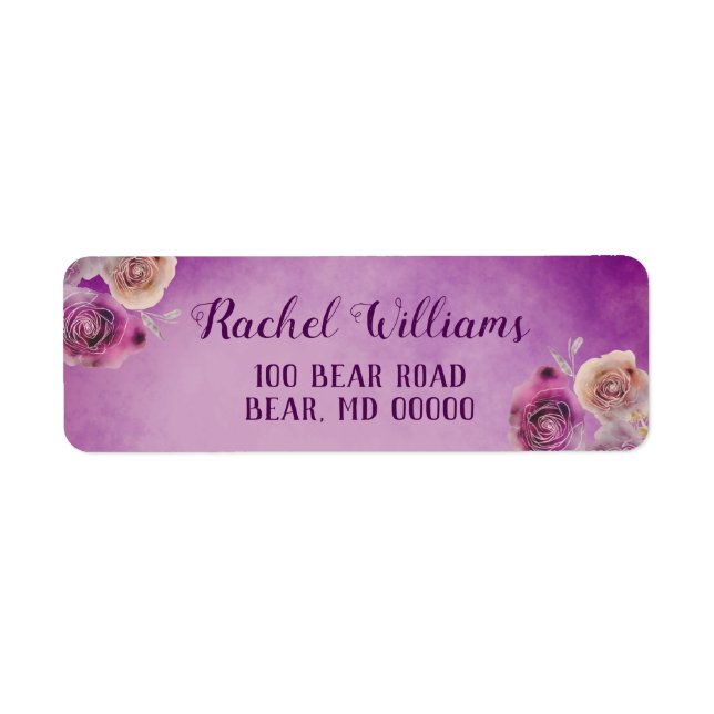 Lovely Purple Floral Return Address Label (Front)