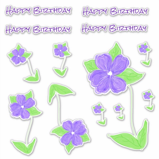 Lovely Purple Flowered Sticker Decals (Front)
