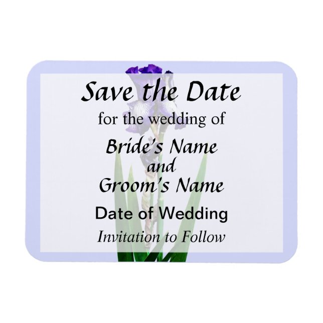 Lovely Purple Iris Save the Date Magnet (Horizontal)