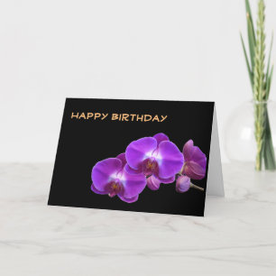 Lovely purple orchid flowers  happy birthday card