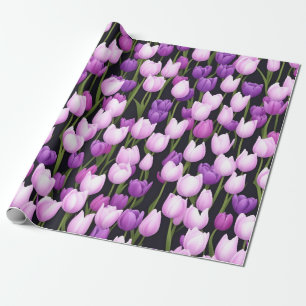 Lovely Purple Pink Tulip Flora Art Wrapping Paper