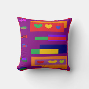 Lovely purple red blue lemon design small hearts cushion