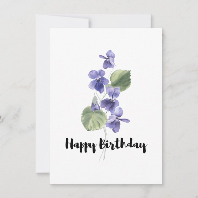 Lovely purple violet Bouquet Birthday Card (Front)