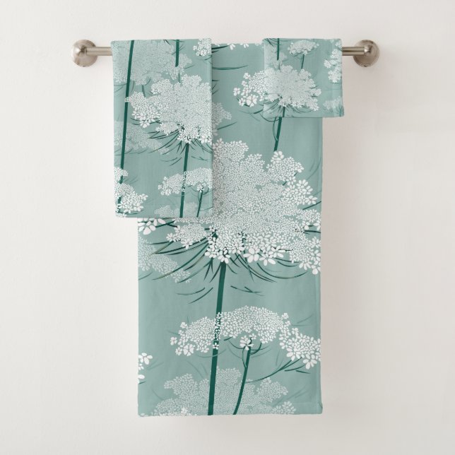 Lovely Queen Annes Lace | Mint Bath Towel Set (Insitu)