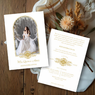 Lovely Quinceañera Spanish Stilysh Gold Chic Arch  Invitation