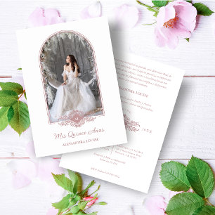 Lovely Quinceañera Spanish Stilysh Pink Arch Invitation