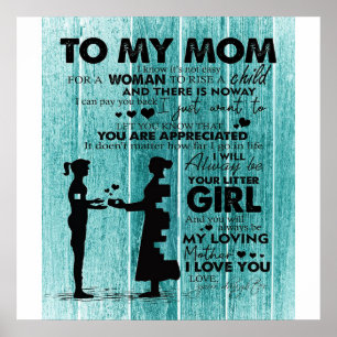 Lovely Quotes To My Mum   Gift For Mother Poster