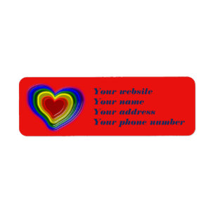 lovely rainbow heart,personalised return address label