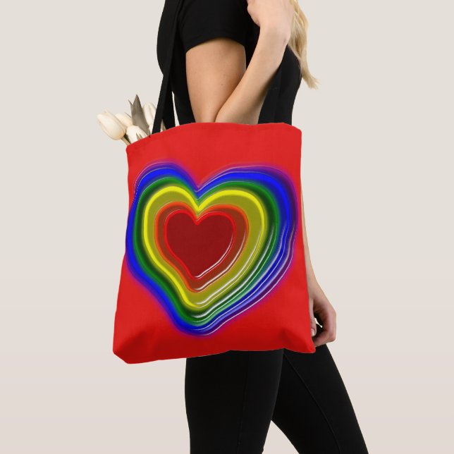 lovely rainbow heart tote bag (Close Up)