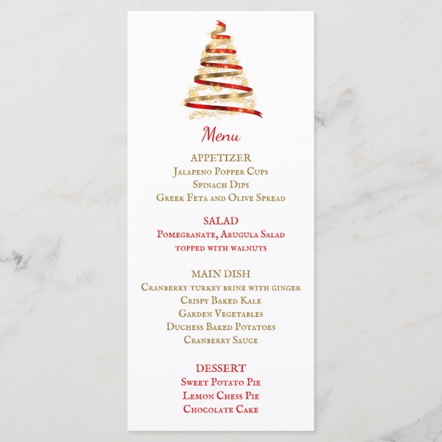 Lovely Red and Gold Christmas Dinner Menu (Front)