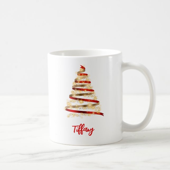 Lovely Red and Gold Christmas Tree  Coffee Mug (Right)