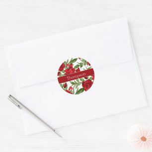 Lovely Red and White Classic Round Sticker