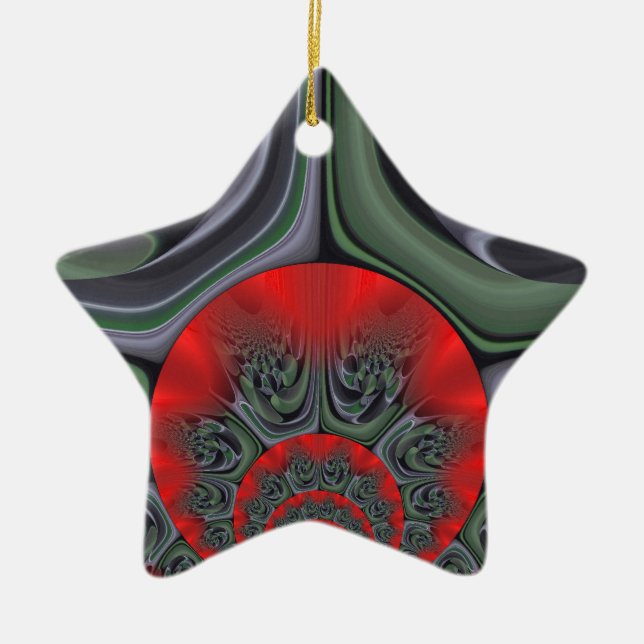 Lovely Red Aurora Art Print Ceramic Tree Decoration (Front)