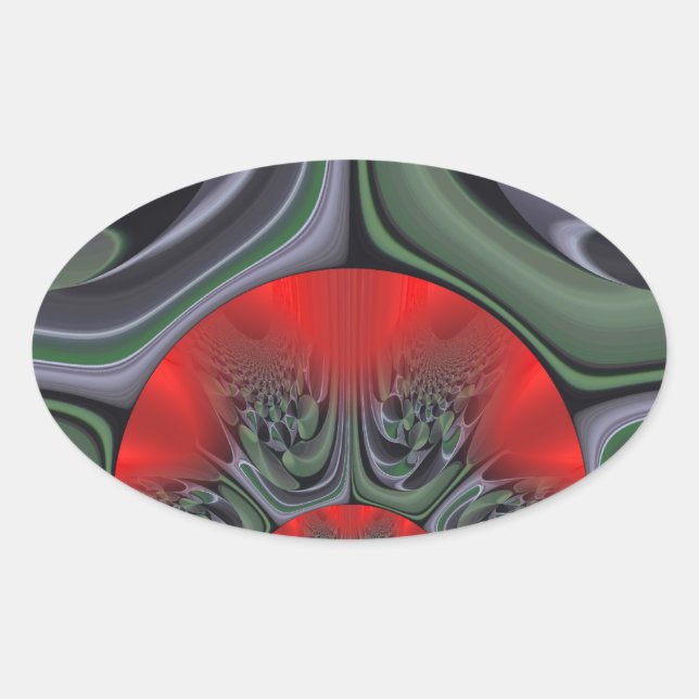 Lovely Red Aurora Art Print Oval Sticker (Front)