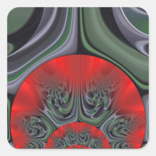 Lovely Red Aurora Art Print Square Sticker