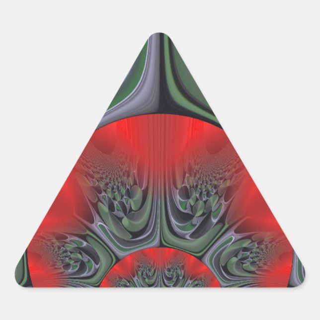 Lovely Red Aurora Art Print Triangle Sticker (Front)