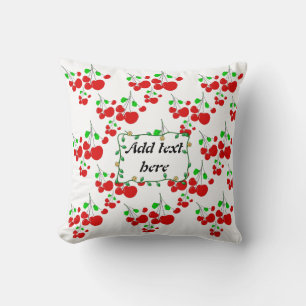 Lovely red cherry cushion - add name, customise
