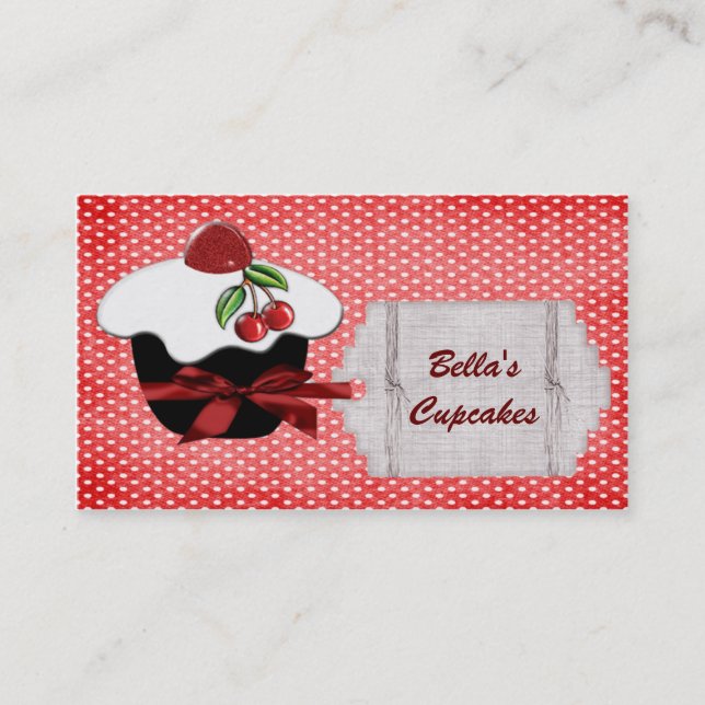 lovely red cupcake business Cards (Front)