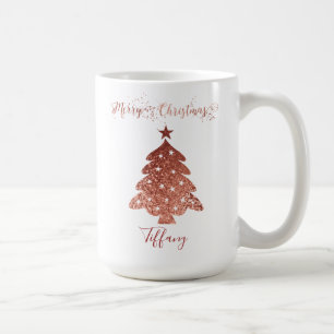 Lovely Red Faux Foil Christmas Tree Theme Coffee Mug