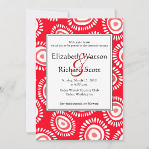Lovely red funky flowers wedding invitation