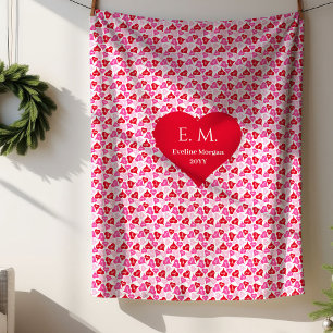 Lovely Red Hearts Best Love Gift Throw Blanket